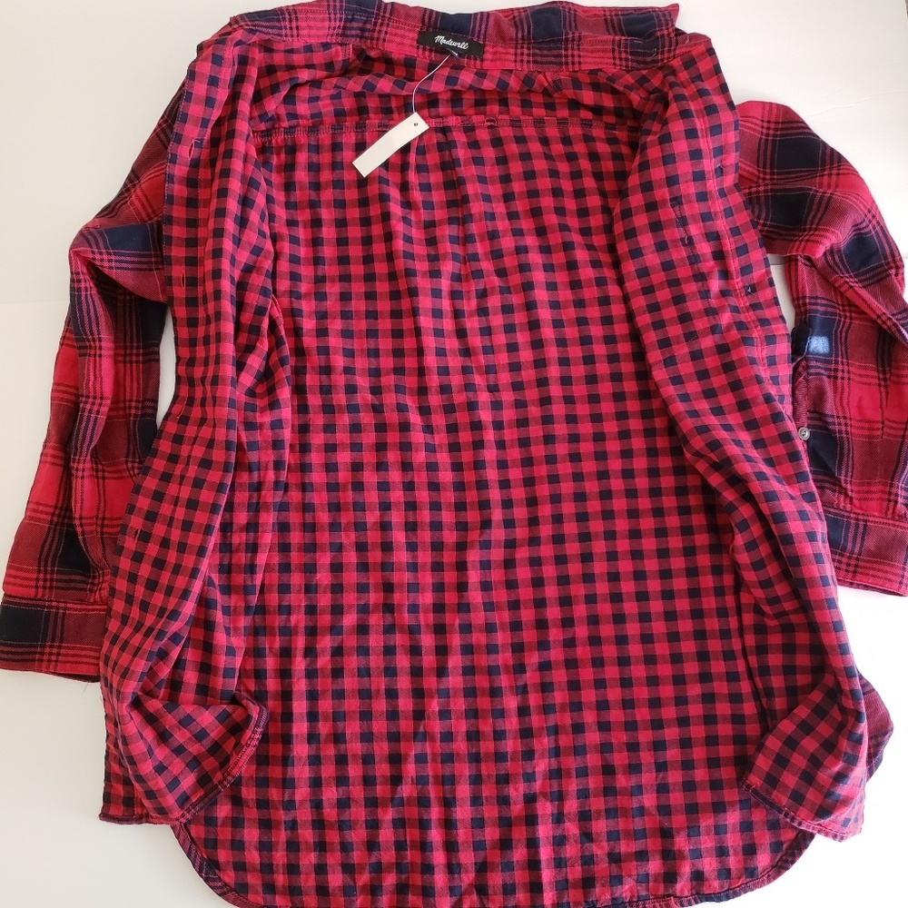 Madewell Flannel Ex-Boyfriend Shirt Albion Plaid Size Small NWT - Picture 4 of 9